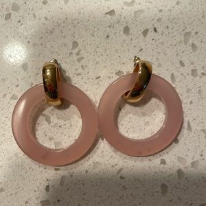 Kate Spade pink and gold drop hoop stud earrings